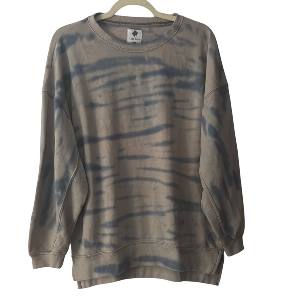 Sew In Love Gray and Blue Tie-Dye Sweatshirt